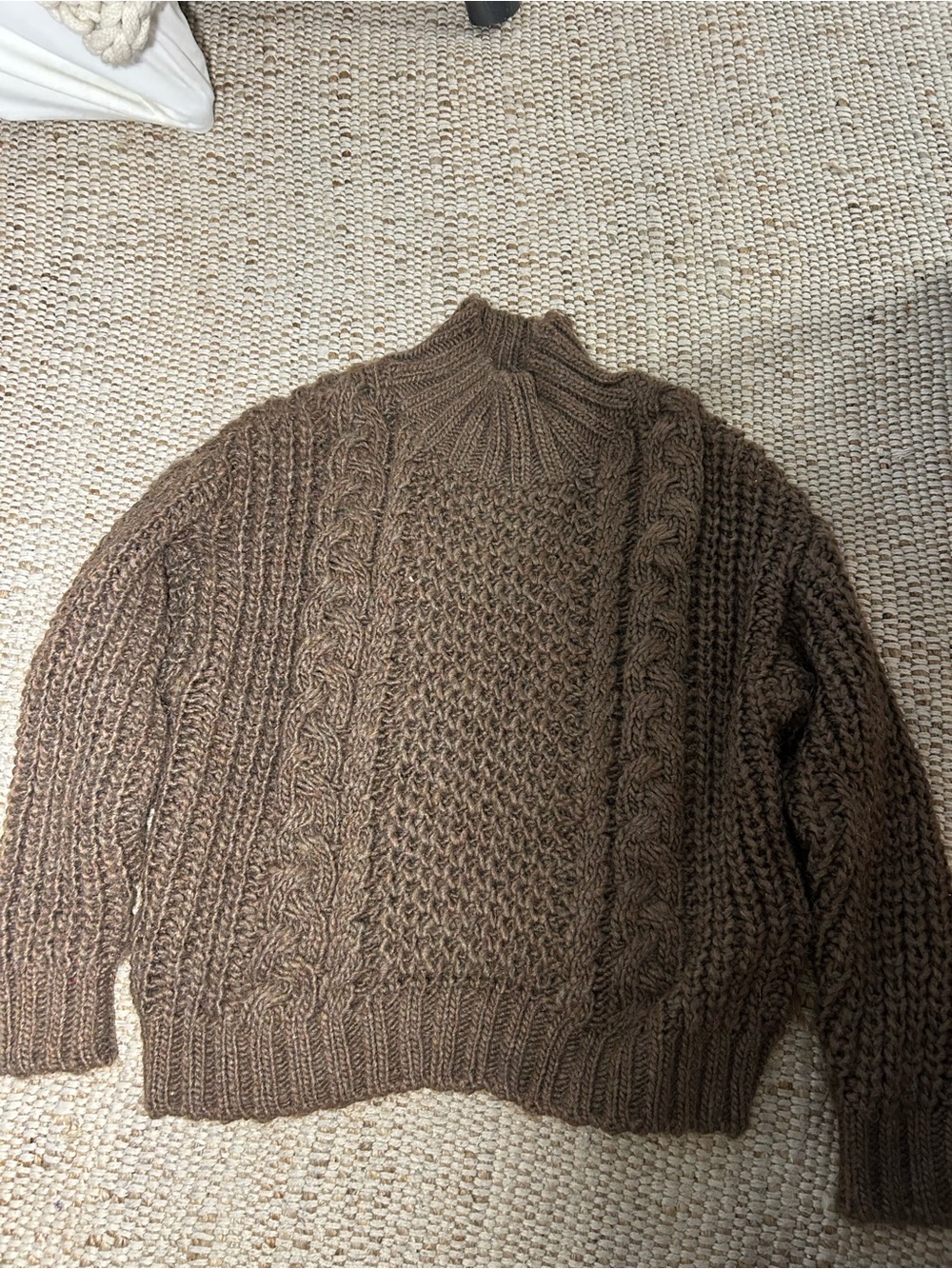 Cable Knit Turtleneck Sweater in Brown